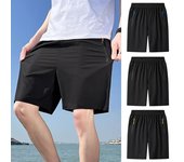 Pantalones Cortos Deportivos para Hombres Color Sólido Cintura Elástica Recta Ropa Informal Diaria Bolsillos con Cremallera Retro Delgado Por Encima De La Rodilla Pantalones Cortos De Verano Ropa para Hombres M negro
