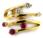 Anillo chapado en oro blanco/rubí 'Lovingly' 50 blanco