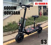 Boyueda-patinete eléctrico S3, 6000w, 60v, 38ah, motor dual, asiento extraíble, absorción de impacto hidráulica, neumático todoterreno de 11 pulgadas 6000W-60V-38.4AH