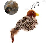 Venta caliente nuevo juguete para gatos con forma de gorrión divertido pájaro simulación sonido juguete mascota interactivo sonido muñeco de peluche suministros para mascotas
