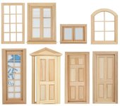 Casa de muñecas Diy, Mini Material para puertas y ventanas, accesorios para modelos, se puede pintar y colorear, modelo de puerta y ventana 10.3*7.5*0.8cm