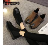 Botas Chelsea de mujer moda mujer otoño botines charol Vintage bota corta zapato de invierno 38 bronceado
