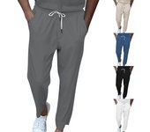 Pantalones de hombre con cordón y múltiples bolsillos, pantalones casuales, pantalones de senderismo, pantalones de sarga de algodón XL blanco