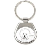 Bichon Frise, Bichon Tenerife, Bichon a poil frise - keychain with a dog, keychain with a print, personalized pendant from the Art-Dog brand plata