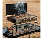 Parrilla de carbón de acero inoxidable para acampar al aire libre, Picnic, hogar, jardín, barbacoa, portátil, desmontable verde
