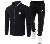 Chándal de marca 2025 para hombre, chaqueta con cremallera, chándal de golf, fitness, gimnasio, de algodón, conjunto deportivo de 2 piezas para correr. S