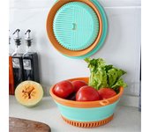 Gran Color vibrante, borde liso, 4 colores, redondo, reutilizable, plegable, cubierta sobrante, tienda de platos para cocina, cubierta vegetal naranja