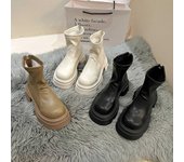 Botines de plataforma de moda para mujer, botines de suela gruesa con punta redonda, botas cortas, botas de moto de invierno 38 negro