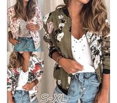 Chaqueta con estampado Floral de otoño Casaul para mujer, chaqueta Bomber corta con cremallera ligera, prendas de vestir Wintet, abrigo de talla grande S-5XL L
