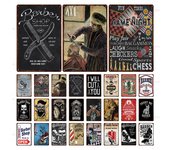 Herramientas de barbería estilo europeo, letrero de estaño de Metal, decoración de placa de pared Vintage, placas de pintura artística impresa para tienda de tatuajes de barbero 20x30cm