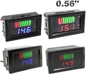 Indicador de nivel de carga de batería de coche, medidor de capacidad de batería de litio de 12V, 24V, 36V, 48V, 60V y 72V, pantalla de prueba, voltímetro LED 6V-60V
