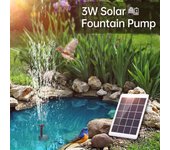 Kit de bomba de agua solar, bomba de fuente solar para baño de pájaros con panel solar de 3 W, 5 V, 7 boquillas máx.. Agua negro