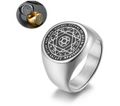 Anillos de Hip Hop para hombre, moda de seis mansiones, 12 signos del zodiaco, anillo de acero de titanio Patronus para hombre, joyería Punk dorada, regalos 7# plata