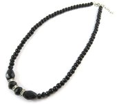 Les Trésors De Lily [N8853] - Collier 'Sissi' noir argenté negro