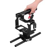 Jaula para cámara + mango superior + Kit de placa base de varilla de 15mm, estabilizador para hacer películas y vídeos 1+2+&Baseplate