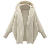 Chaqueta de felpa holgada con capucha y manga larga de color liso para mujer, otoño e invierno S