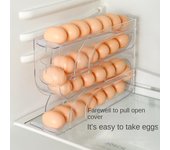 Rodillo automático para huevos de 3 capas/4 capas, organizador de huevos de gran capacidad, caja de almacenamiento de huevos para refrigerador 3-layer blanco
