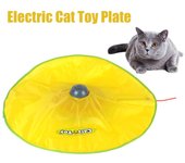 4 velocidades de movimiento encubierto ratón tela pluma móvil plataforma giratoria eléctrica juguetes para gatos juguete interactivo automático para mascotas para gato gatito placa de juguete eléctrica para gatos