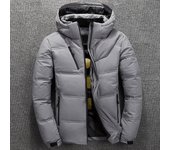 Chaqueta de plumón de pato blanco para hombre, abrigos de invierno cálidos de color sólido con capucha, parka de pato gruesa, chaquetas de plumón para hombre, abrigo de invierno para exteriores 4XL negro