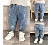 Pantalones vaqueros informales para niños, pantalones vaqueros rasgados de mezclilla para niños, pantalones para niño niña, ropa de otoño, pantalones Harem para bebé, pantalones vaqueros holgados 70cm azul