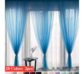 Cortinas de tul blanco y azul para decoración de sala de estar, cortina de hilo de gasa de terileno moderna, cortina de ventana de cocina de gasa transparente sólida, 20 colores W100xL200CM 2pcs
