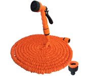 Manguera de agua flexible y expandible para jardín, manguera de plástico, pistola rociadora para riego de autos 25ft azul