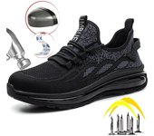 Nuevos zapatos de seguridad para hombres y mujeres, zapatillas con punta de acero y amortiguación de aire, zapatos de trabajo antigolpes y antipuñaladas, botas de trabajo de seguridad transpirables para mujer 39