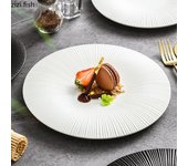 Plato de cerámica esmerilada a rayas, plato de postre, plato de sushi, platos de pasta, vajilla creativa para cocina molecular de restaurante