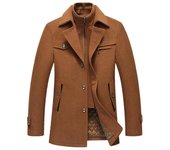 Abrigo de lana para hombre nuevo de otoño e invierno, abrigo de lana de algodón sin planchar para negocios, abrigo de lana para hombre con cuello doble sin planchar para hombre M-170