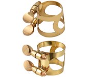 Ligadura de saxofón Alto, sujetador de ligadura de latón, tornillo doble ajustable, Clip de ligadura para boquilla de saxofón Alto Tenor oro