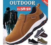 Zapatos de senderismo impermeables de marca a la moda para hombre, zapatillas de deporte de cuero para exteriores para hombre, zapatos deportivos planos informales, zapatos antideslizantes, Botas Masculinas de talla grande 38 amarillo