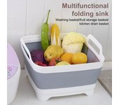 Cubo plegable para ahorrar espacio, lavabo para verduras con asas, fregadero de cocina plegable de gran capacidad gris/blanco