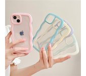 Funda transparente con ondas rizadas para iPhone 11, 12, 13, Pro Max, 13 Pro, X, XR, XS, híbrida, a prueba de golpes, estética For iPhone X or XS