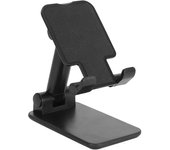 Soporte de escritorio ajustable con espejo plegable para teléfono móvil y tableta, color negro. negro