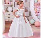 Vestido de boda para niñas, vestido de noche para desfile de princesas y flores, vestido de fiesta para adolescentes 120 champagne
