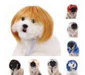 Peluca divertida para mascotas, suave, brillante, antideslizante, con banda elástica, pelo liso, para gato, fiesta de Halloween, Navidad, tocado de cosplay, accesorio de fotografía, peluca para perro y gato plata