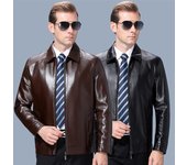 Chaqueta de cuero genuino para hombre nueva primavera y otoño chaqueta de piel de oveja de papá de mediana edad chaqueta de terciopelo de otoño e invierno 170