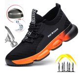 Zapatos de seguridad de moda para hombre, zapatos de trabajo con punta de acero transpirables, zapatillas industriales para hombre, botas de seguridad ligeras a prueba de pinchazos, talla grande 38