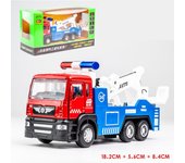 Camión de remolque de juguete a escala 1/50, camión de remolque de juguete con fricción para niños y niñas de más de 3 años, camión de juguete con luz y sonido para niños con coche 1/50-Size:18.2*5.6*8.4cm azul