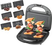 Sandwichera eléctrica 6 en 1, máquina de desayuno con 6 juegos de placas antiadherentes extraíbles de doble cara EU Plug
