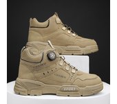 Botas de hombre de otoño a la moda, de color liso, de caña alta, informales, con plataforma y botón giratorio, para exteriores, para montañismo 39 caqui