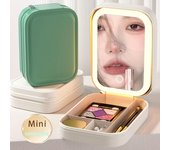 Caja de almacenaje para maquillaje con espejo LED, caja de almacenamiento de cosméticos, bolsa de maquillaje de viaje portátil a la moda, estuche de maquillaje Simple con espejo para mujer