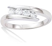 Bague Argent 'Câlin' Blanc argenté (rhodié) - 4 mm 56