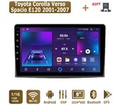 Radio de coche Android para Toyota Corolla Verso Spacio E120 2001-2007 Reproductor multimedia Unidad principal Estéreo Navegación GPS BT WIFI 1+16 GB 1+16GB