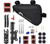 Kit de reparación de bicicletas Kit de herramientas de reparación de bicicletas portátil Kit de fijación de neumáticos Bolsa con bomba de neumáticos negro