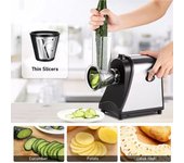 Rallador de queso eléctrico, trituradora eléctrica de 1000W para uso doméstico en la cocina, Control fácil con un solo toque EU Plug negro/plata