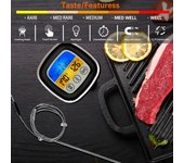 Termómetro de carne de lectura instantánea, termómetro seguro para alimentos para horno Digital con cable de sonda de 40 pulgadas, para cocinar con negro