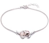Les Trésors De Lily [Q9292] - Bracelet Argent 'Meghan' quartz rose argenté (rhodié) - 23x12 mm (tourtereaux)