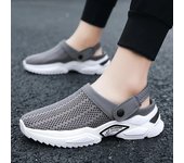 Sandalias de plataforma para hombre, sandalias de malla de diseñador, zapatillas de playa acolchadas y transpirables, zapatillas ligeras sin cordones para hombre 47 negro