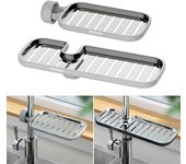 Estante de acero inoxidable para grifo, escurridor, esponja de cocina, cuenco de lavado, organizador para fregadero, utensilios de cocina, almacenamiento en el hogar A gris